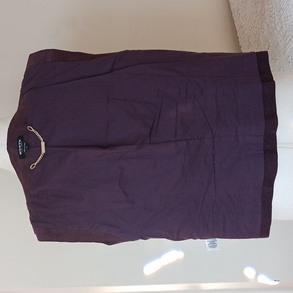 Worth sleeveless vest genuine leather suede Outerwear round neck cropped brown M - Picture 7 of 11